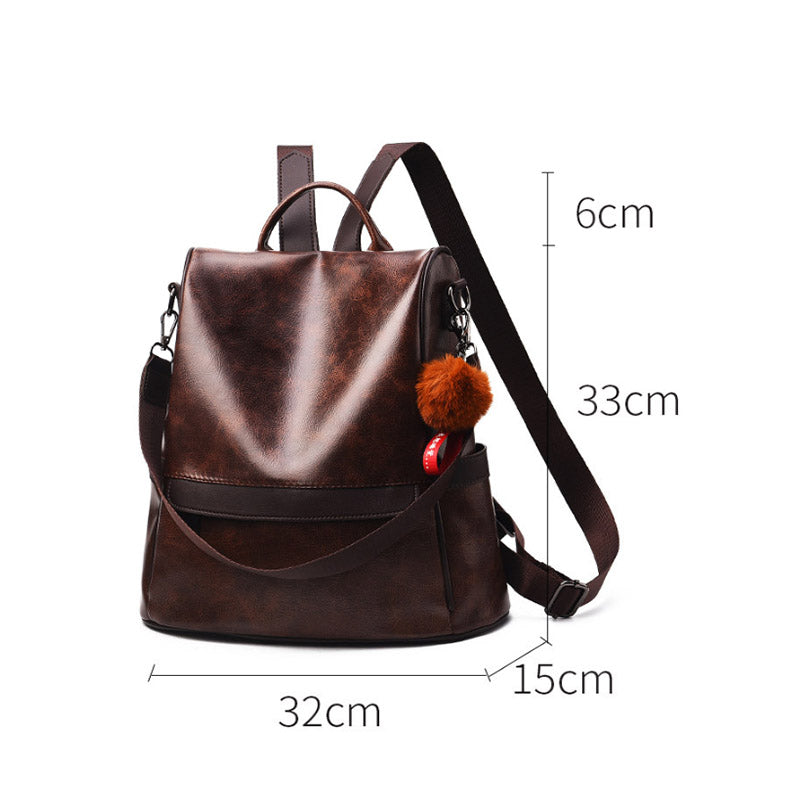 Women Backpack PU Leather Anti-theft Casual Fashion Shoulder Bag-Black