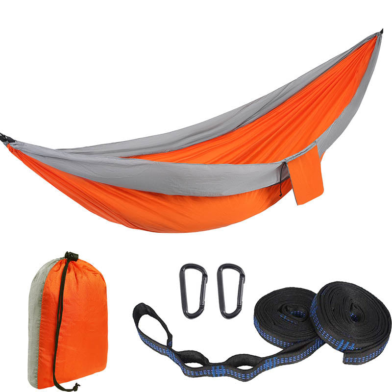 Camping Portable Hammocks with 2 Tree Straps for Travel Beach Backyard-Gray/Orange