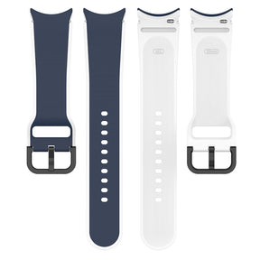 20mm Two Tone Silicone Sports Strap for Samsung Galaxy Watch 5-MidnightBlueWhite