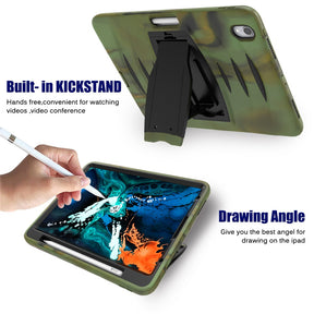 Shock Wave Kickstand Case Anti-Fall Protection With Pencil Holder For iPad Pro12.9 (2018)-Camouflage