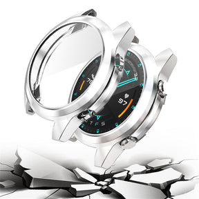 TPU Screen Protector Case For Huawei Watch GT2 42mm&46mm with HD Tempered Glass-Silver