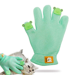 Pet Grooming Glove Cat Dog Gentle Deshedding Brush Glove Right Hand-Green