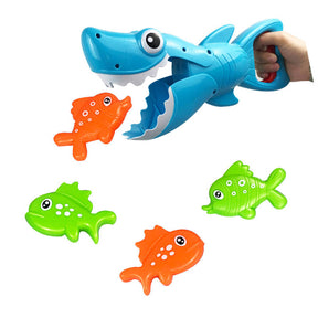 Kids Bath Toys Shark Grabber with Teeth Biting Action Include 4 Fish for Ages 4-8