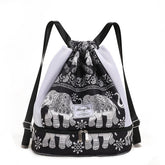 Womens Drawstring Bag Large Wet and Dry Separation Backpack-Elephant