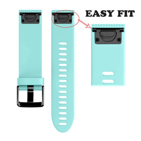 Watch Band For Garmin Fenix  Fenix 5S/ 5S Plus/6S/ 6S Pro Soft Silicone 20mm Replacement Strap Black Steel Buckle-Teal