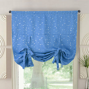 Rod Pocket Star Blackout Roman Curtain Tie Up Small Window Curtain 46X63In-SkyBlue