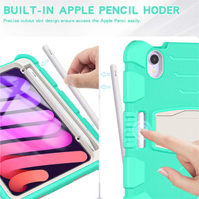 KingKong iPad Case For iPad Mini 6 Three-Layer Hybrid Protective Case With Holder-MintGreen