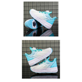 Kids Fashion Double Wheel Roller Skate Shoes Sneakers for Boys Girls-Whiteblue