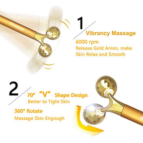 2 in 1 Electric Face Massager Roller Kit Eye Nose Facial Roller Massage Tool-Gold