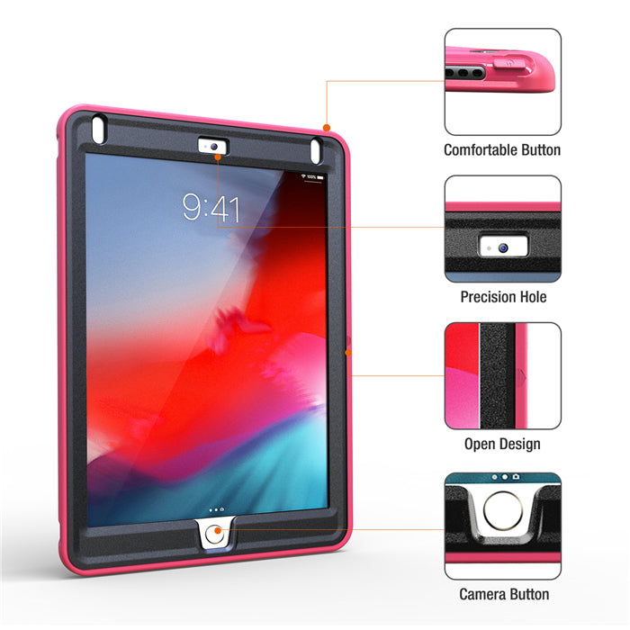 Spider Man 3-Layer Multi-Function Case Hand Strap Tablet Shell For iPad 5/6 iPad Air1/2 iPad Pro 9.7-Rose Red