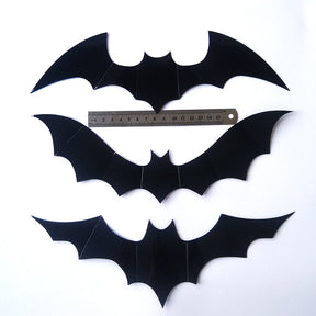 12PCS Halloween 3D Bats Decoration,12 kinds of Realistic PVC Black Bat Sticker for Home Decor DIY Wall Decal Party Supplies