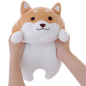 Shiba Inu Dog Plush Pillow Cute Round Eyes Corgi Akita Stuffed Animals Doll Toy Gifts -Brown