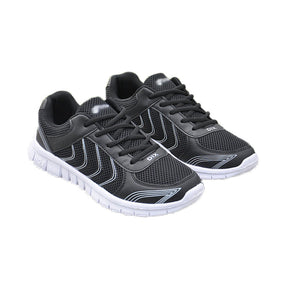 Womens Athletic Mesh Breathable Sneakers Lace Up Comfort Shoes-Black