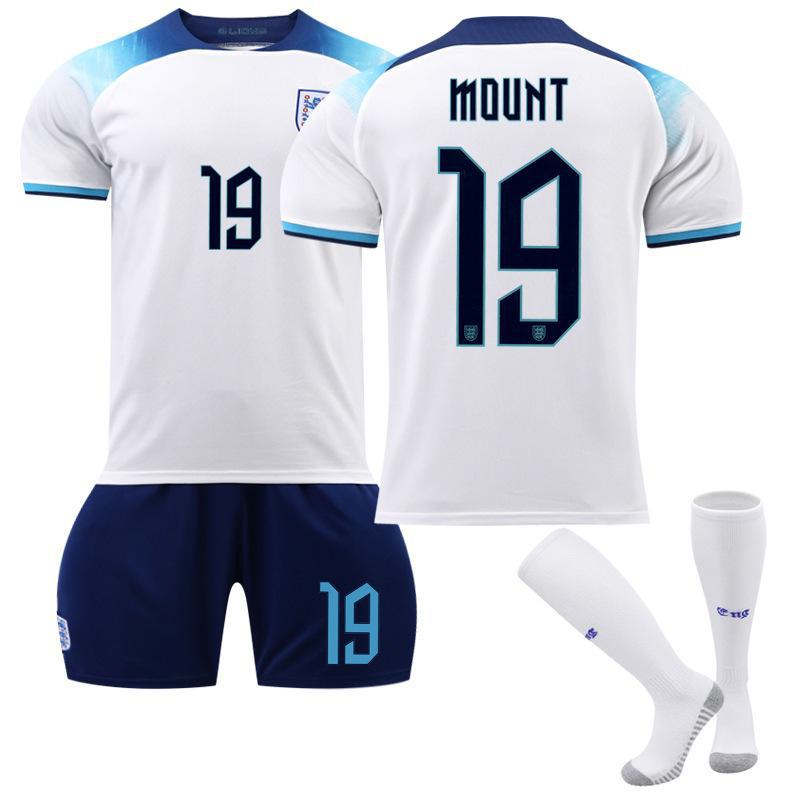 England Hone Jersey 2022-23 MOUNT #19 Soccer Jersey Kids Adult 3-Pieces Jersey Kits