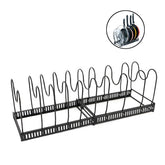 Expandable Pot Organizer Rack 10 Dividers Adjustable for Kitchen-Black