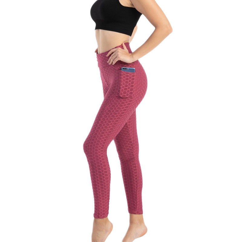 Womens Leggings Ruched Butt Lifting Stretchy Tights with Pockets-Bean Paste