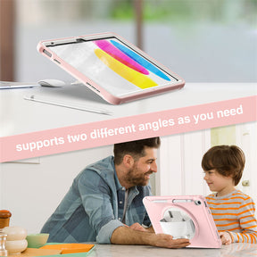 Tablet Case For iPad 10th with 360¡ã Kickstand/Hand Strap Shockproof-Pink