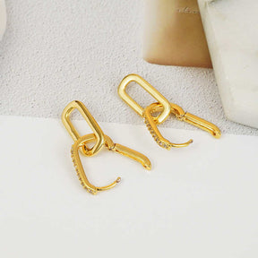 Pair Of Paperclip Link Chain Drop Earrings for Women