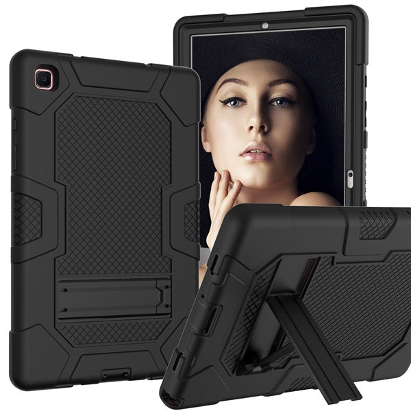 B3 Robot Tablet Case Silicone Shockproof Protective Stand Cover For Samsung Galaxy Tab A7 10.4 T500/T505/T507/T505N(2020)-Black&Black