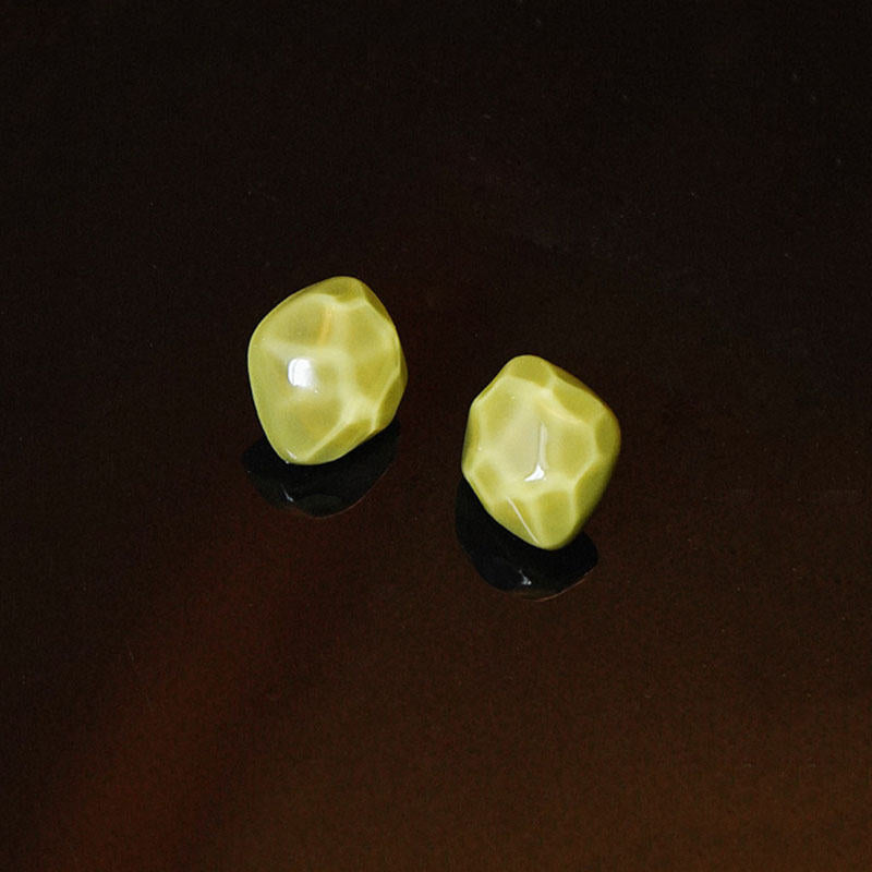 Cute Irregular Marble Resin Stud Earrings-Green