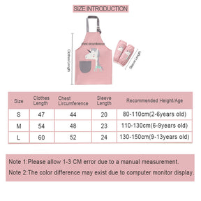 Kids Waterproof Art Apron for Painting Cooking Feeding with Matchin Sleeves-Cat