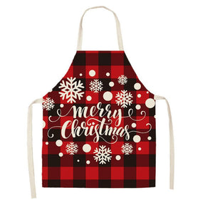 Black and Red Plaid Christmas Apron for Home Kitchen Cooking-A14