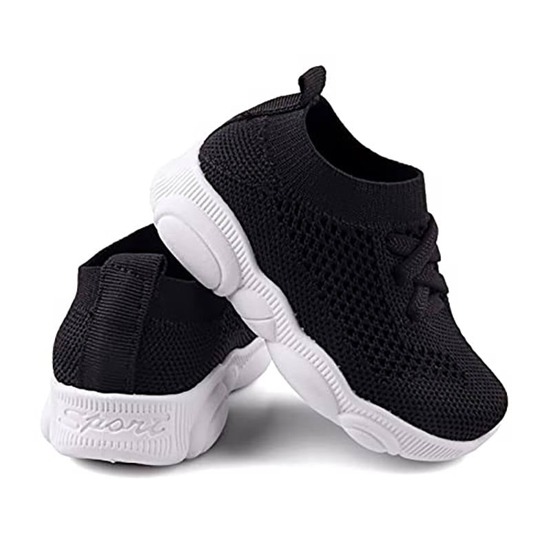 Baby First Walking Shoes Toddler Boys Girls Cotton Mesh Breathable Sneakers-Black
