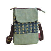 Small Crossbody Cellphone Bag with Shoulder Strap Denim Canvas Wallets-GreenHole