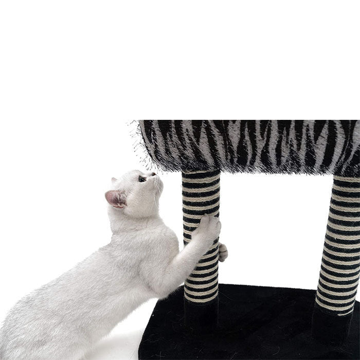 Zebra Activity Cat Tree Condo with Scratching Posts Cat Play House Furniture