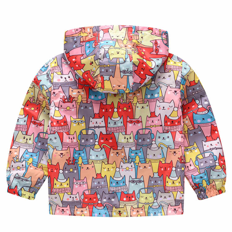 Toddler Boys Girls Cartoon Print Zip Jacket Hooded Trench Kids Casual Coats-15