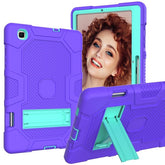 B3 Robot Tablet Case Silicone Shockproof Protective Stand Cover For Samsung Galaxy Tab S6 Lite 10.4 2020 (SH-P610/P615)-Purple&Mint Green