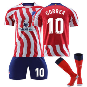 CORREA #10 Madrid Home Jersey 2022/23 Soccer Jersey Kit Football T-shirt Set For Adult Kids