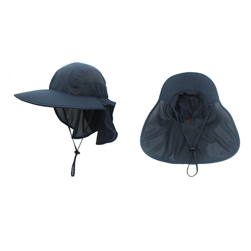 Unisex Outdoor Activities UV Protecting Sun Hats with Adjustable Neck Flap-Navy