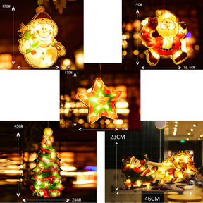 5Pcs Christmas Window Hanging Lights Decor for Xmas Party Showcase