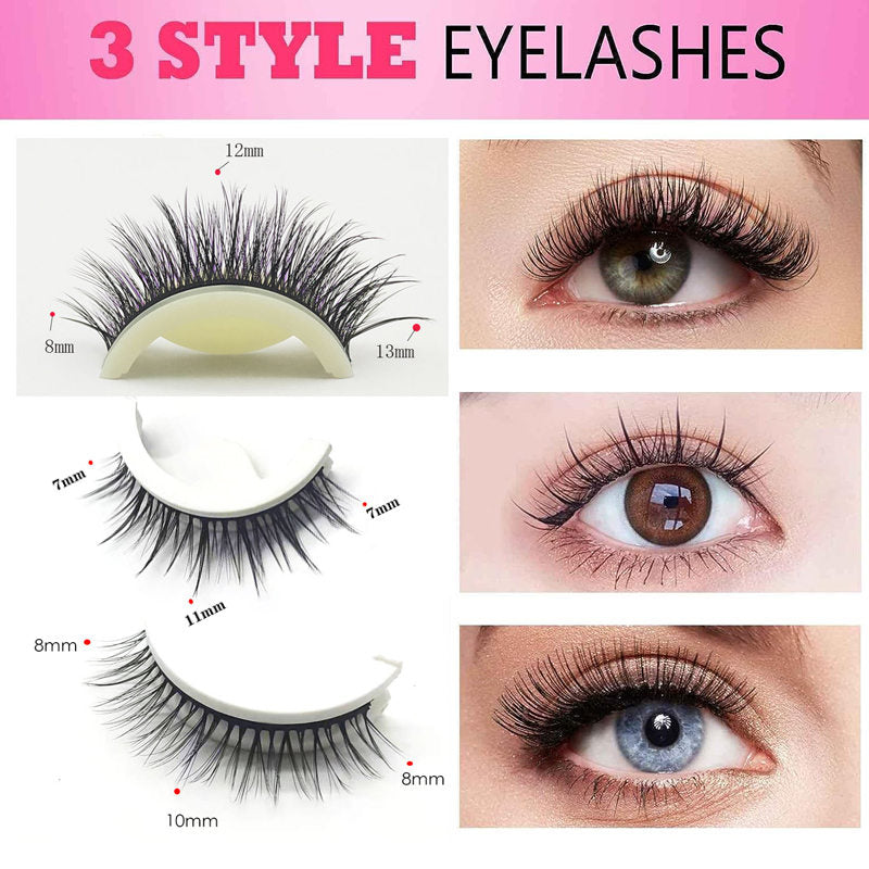 Reusable Self Adhesive Eyelashes 3 Styles No Eyeliner or Glue Needed