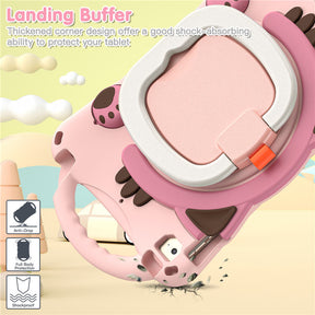 CatB Silicone Case For iPad Mini 5 4 3 2 1 Shockproof Shoulder Strap Handle Stand-Pink