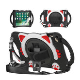 CatA iPad Silicone Case For iPad Mini 5 4 3 2 1 Built-in Handle Stand With a Strap-Black Red