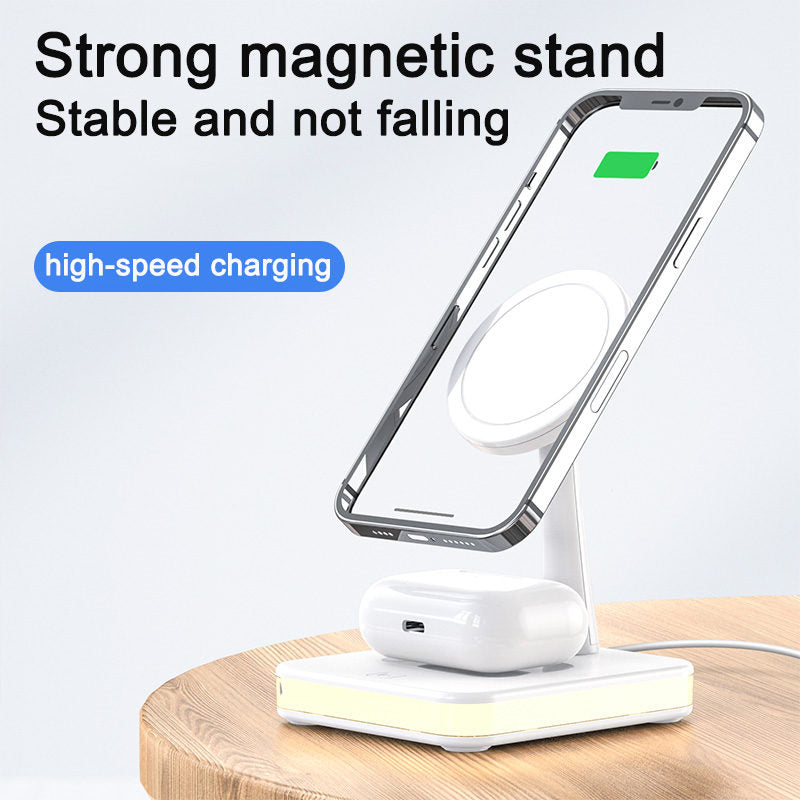 Magnetic 2-in-1 Wireless Charging Station 15W Fast Charge for iPhone 13/12 AirPods-White