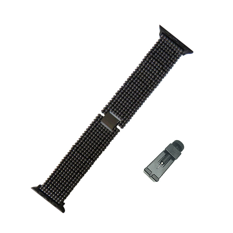 JZ Stainless Steel Watch Band Adjustable Wristbands for Apple IWatch Series SE/1/2/3/4/5/6For Women-Black