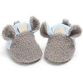 Infant Baby Boys Girls Slipper Stay On Non Slip Soft Sole 0-18 Months Cotton Plush Shoes-Grey