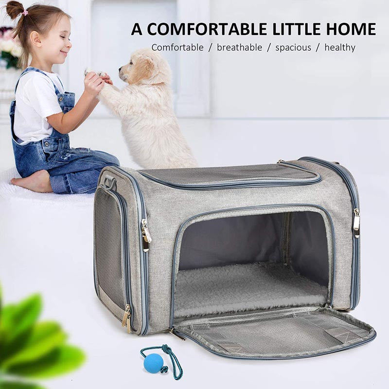 Pet Travel Bag for Small Medium Cats Dogs Puppies Soft Sided Collapsible Puppy Carrier-Gray