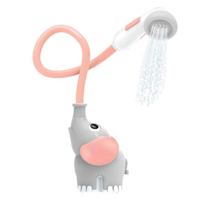 Baby Bath Shower Head Elephant Water Pump with Trunk Spout Rinser for 0-5 Years-Pink