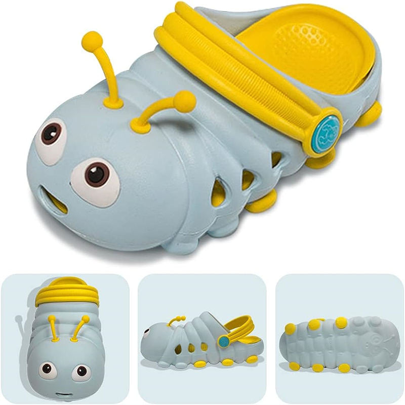 Kids Cute Caterpillar Clogs Lightweight Beach Water Slippers-Light Blue