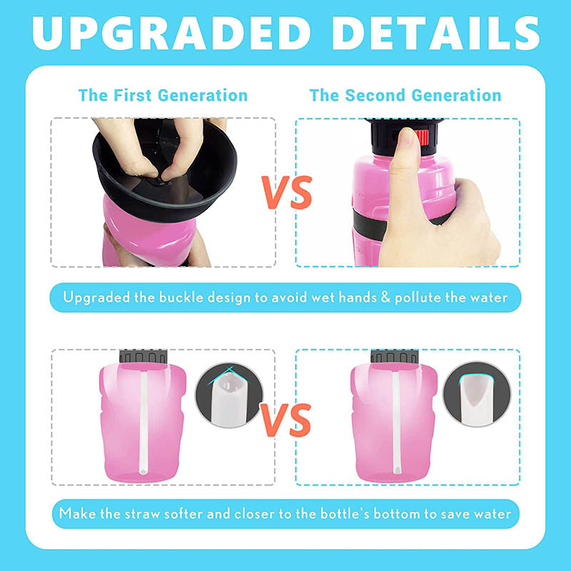 Pet Portable Water Bottles Safety Silicone Collapsible Bottle for Travel 600ML-Rose Red