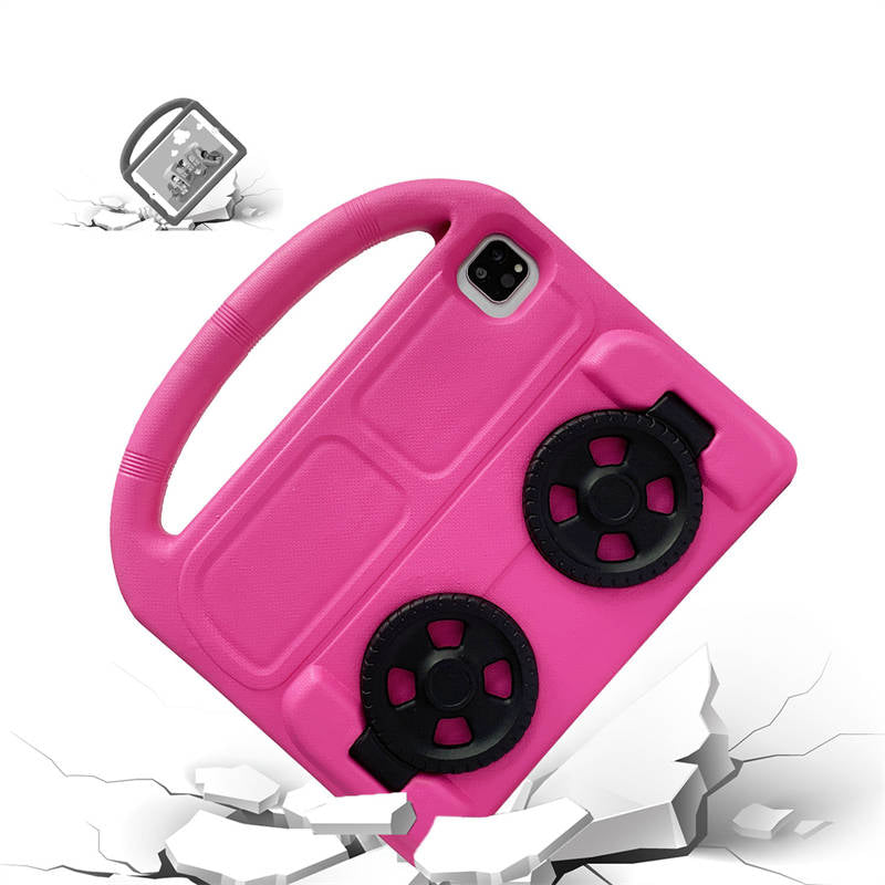 Wheel iPad Case For iPad Pro 11/Air4 10.9 inch Shockproof Stand Cover With Handle Stand-Rose