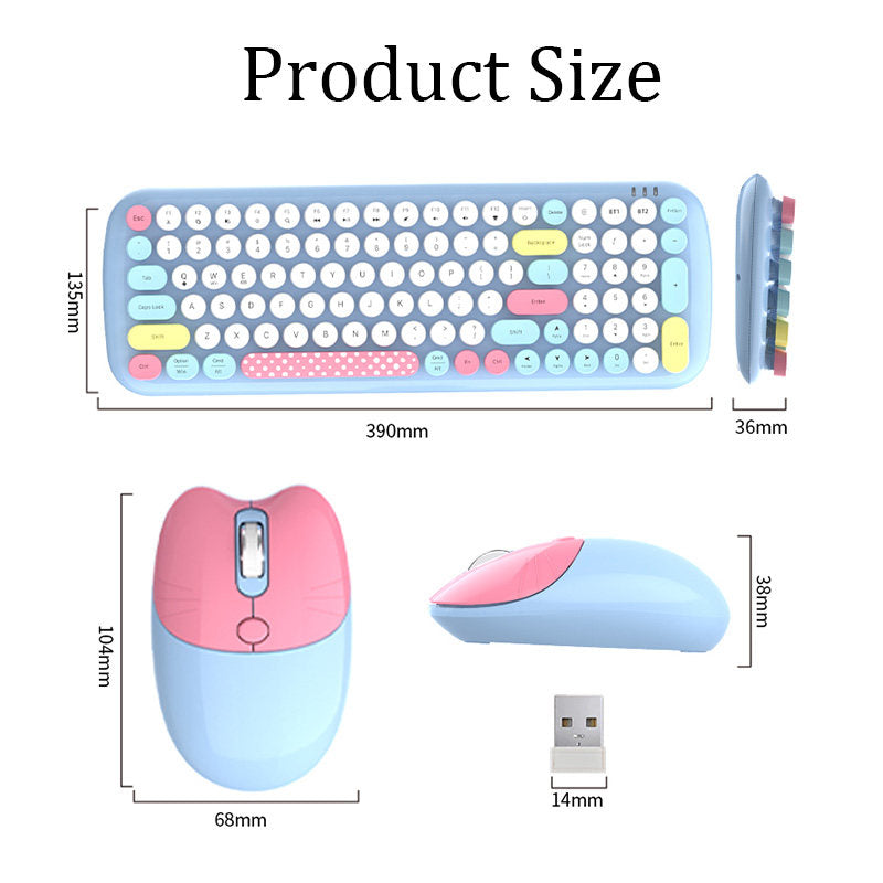 Wireless Keyboard and Mouse Combo 2.4G Wireless 3-Gear Adjustable DPI-Pink