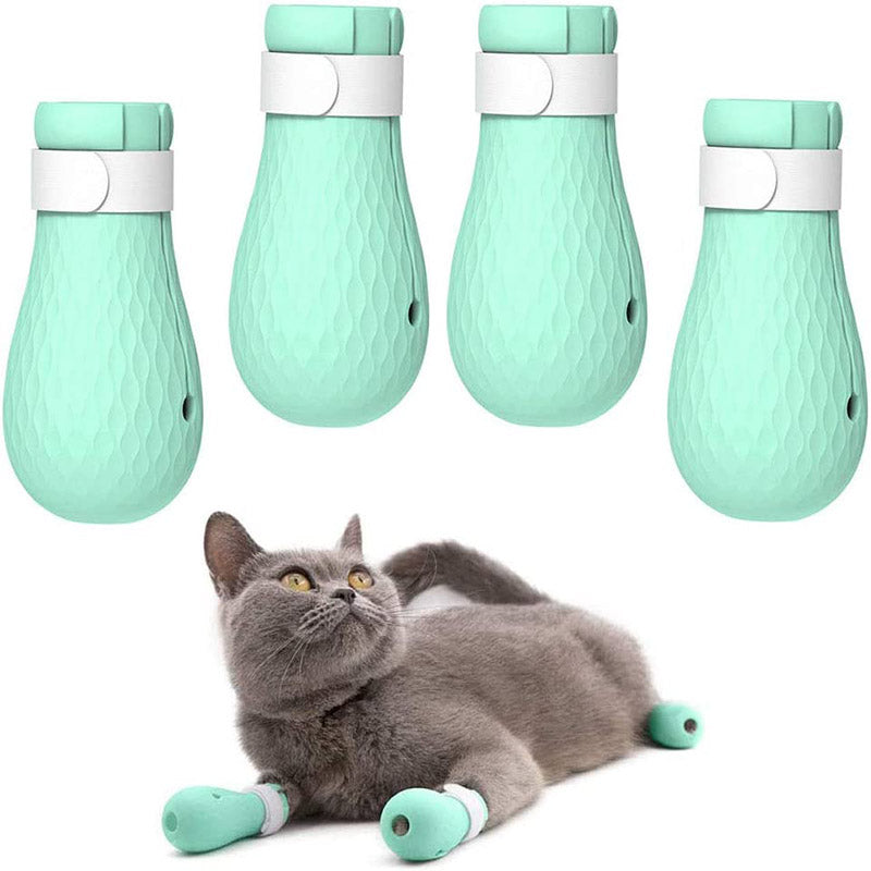 4 PCS Anti-Scratch Cat Foot Shoes Silicone Pet Claws Cover for Home Bathing