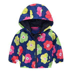 Boys Girls Cartoon Print Zip Lightweight Jacket Hooded Coats Casual Windbreaker-32