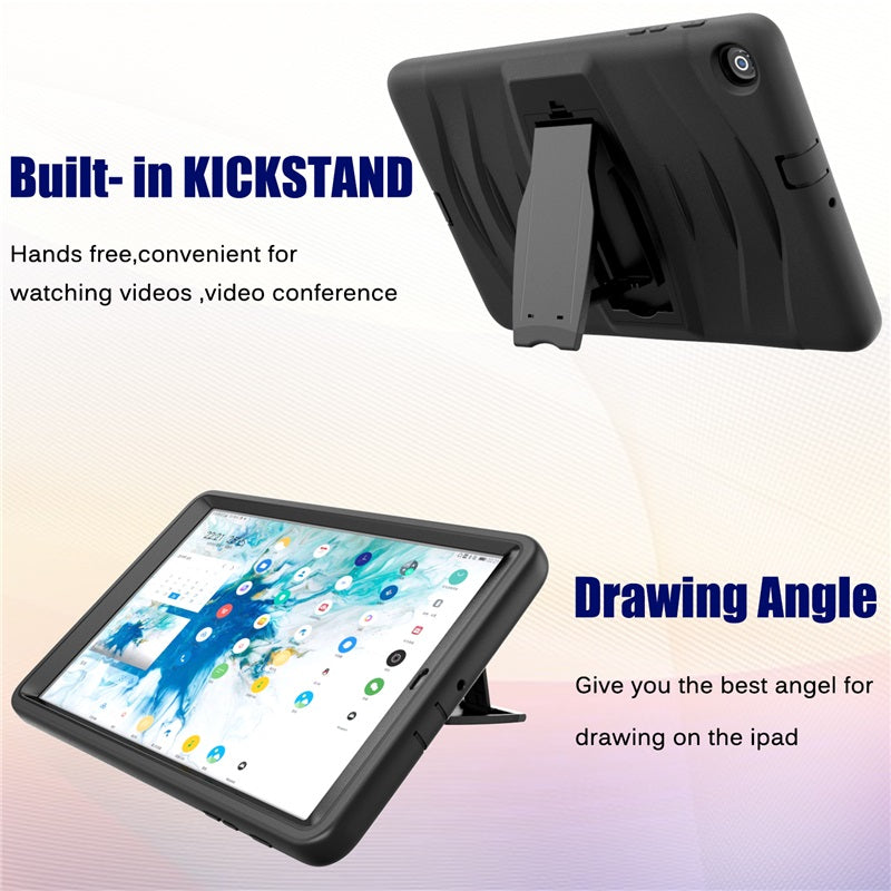 Shock Wave Kickstand Case Anti-Fall Protection For Samsung Tab A 10.1 T510/T515(2019)-Black