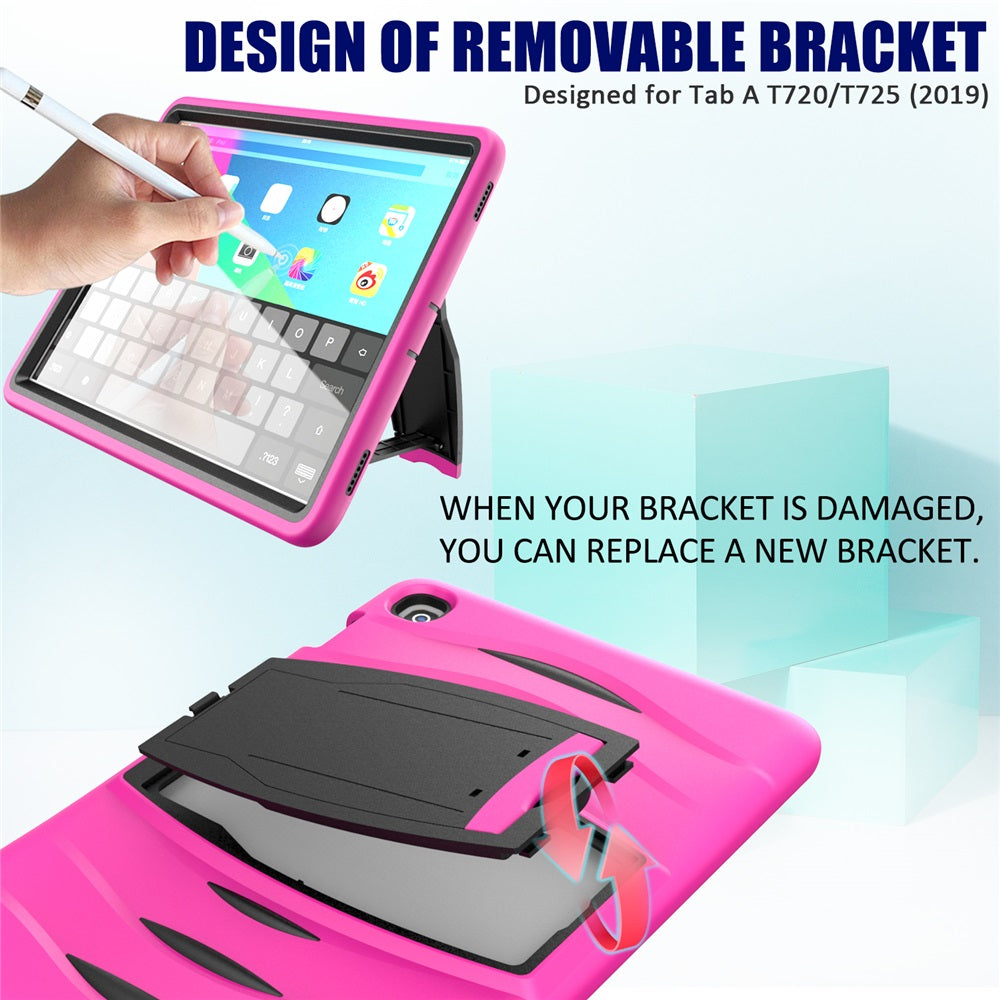 Shock Wave Kickstand Case Heavy Duty Rugged Anti-Fall Protection For Samsung Tab S5E 10.5 T720/T725(2019)-Rose Red
